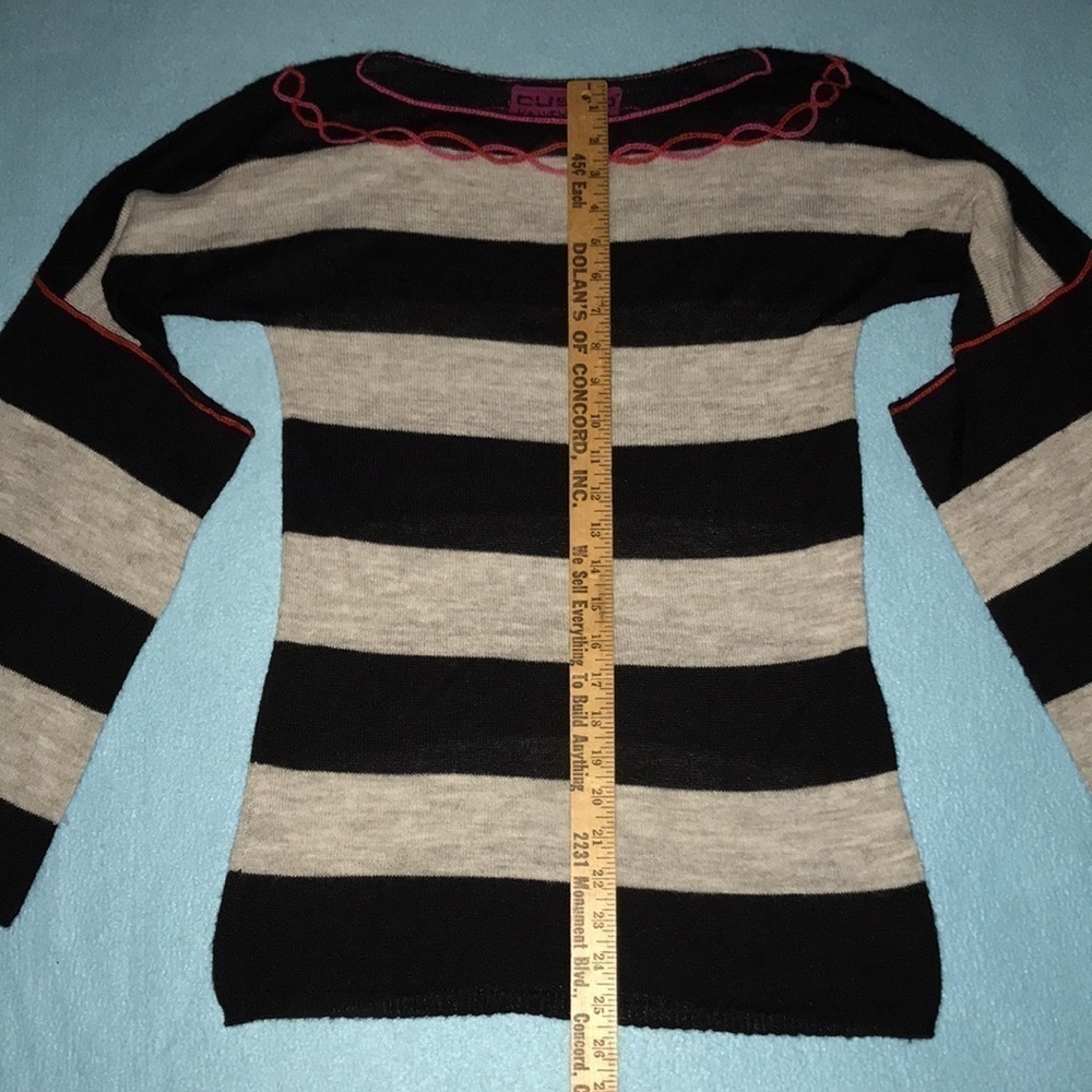 CUSTO knitwear bold stripes bell sleeves vintage soft alpaca sweater NEW size S - Picture 7 of 9